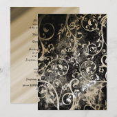 Invitation Mariage gothique de Grunge Damassé (Devant / Derrière)