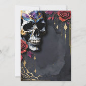 Invitation Mariage gothique de Halloween avec crâne et roses (Dos)