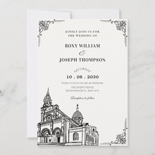Invitation Mariage gothique de l'église (Devant)