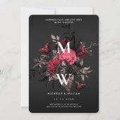 Invitation Mariage gothique de luxe Burgundy Rose papillon (Devant)