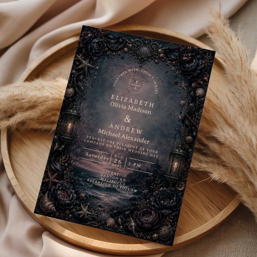 Invitation Mariage gothique de plage au clair de lune