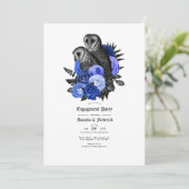 Invitation Mariage gothique de style rétro aux tons bleu roya (Debout devant)
