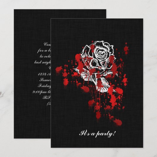 Invitation Mariage gothique de vampire à la rose éternelle (Devant / Derrière)