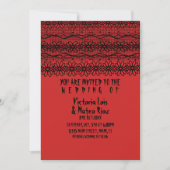 Invitation Mariage gothique dentelle rouge noir (Devant)