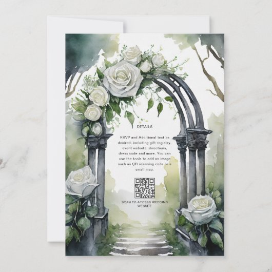 Invitation Mariage gothique des Roses blanches (Dos)