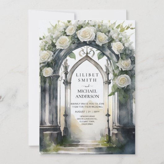 Invitation Mariage gothique des Roses blanches (Devant)