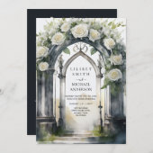 Invitation Mariage gothique des Roses blanches (Devant / Derrière)