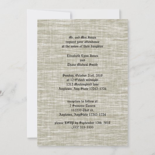 Invitation Mariage gothique d'éternité (Dos)