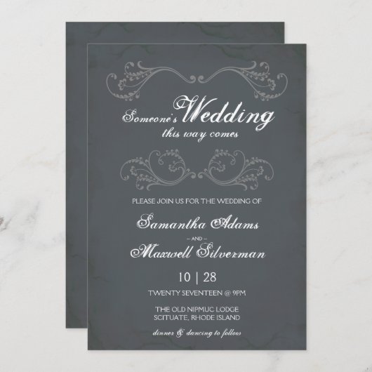 Invitation Mariage gothique d'Halloween (Devant / Derrière)