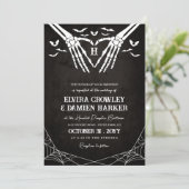 Invitation Mariage gothique d'Halloween avec chauves-souris n (Debout devant)