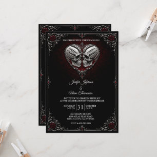 Invitation Mariage gothique d'Halloween squelettique