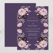 Invitation Mariage gothique dramatique prune (Devant / Derrière)