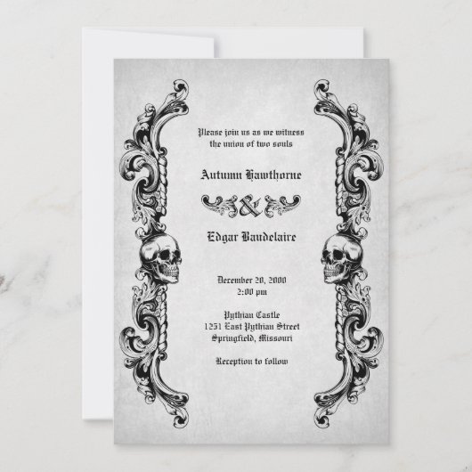 Invitation Mariage gothique du crâne (Devant)
