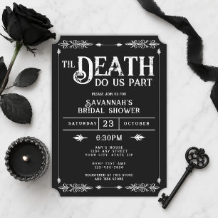 Invitation Mariage gothique effrayant noir et blanc