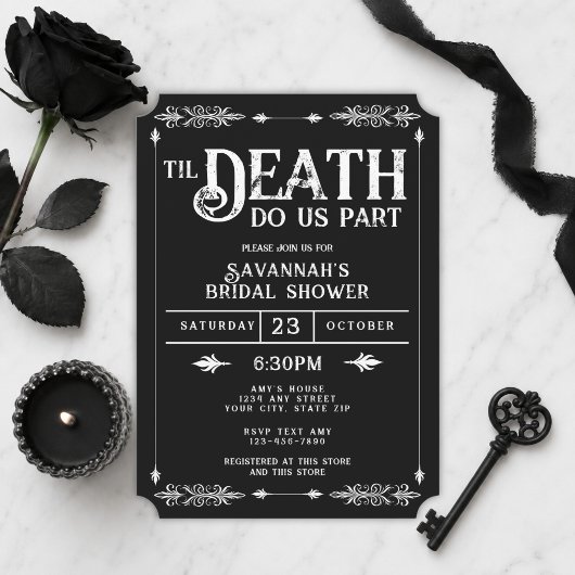 Invitation Mariage gothique effrayant noir et blanc