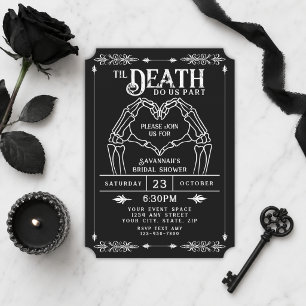 Invitation Mariage gothique effrayant Squelette Noir et Blanc