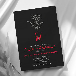 Invitation Mariage gothique élégant rouge et noir
