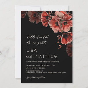 Invitation Mariage gothique élégant rouge et noir