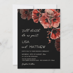 Invitation Mariage gothique élégant rouge et noir