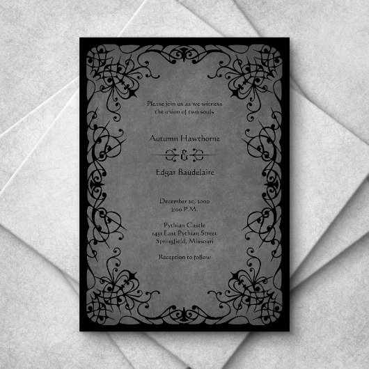 Invitation Mariage gothique en dentelle noire