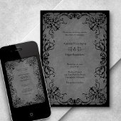 Invitation Mariage gothique en dentelle noire