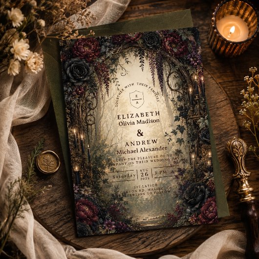Invitation Mariage gothique en forêt