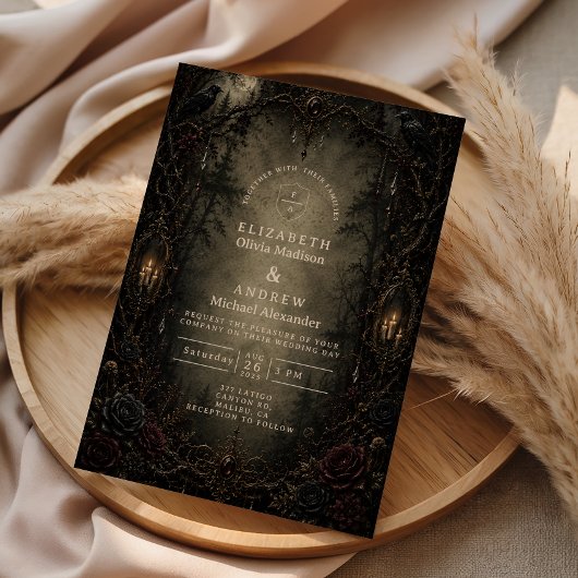 Invitation Mariage gothique enchanté en forêt