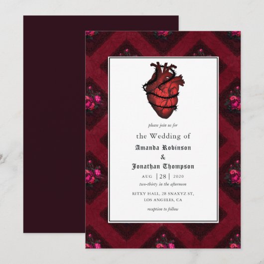 Invitation Mariage gothique fantaisiste (Devant / Derrière)