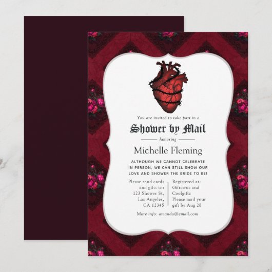 Invitation Mariage gothique fantaisiste par la poste (Devant / Derrière)
