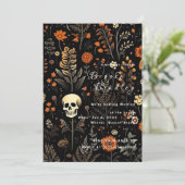 Invitation Mariage Gothique Fleur Skull (Debout devant)