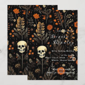 Invitation Mariage Gothique Fleur Skull (Devant / Derrière)
