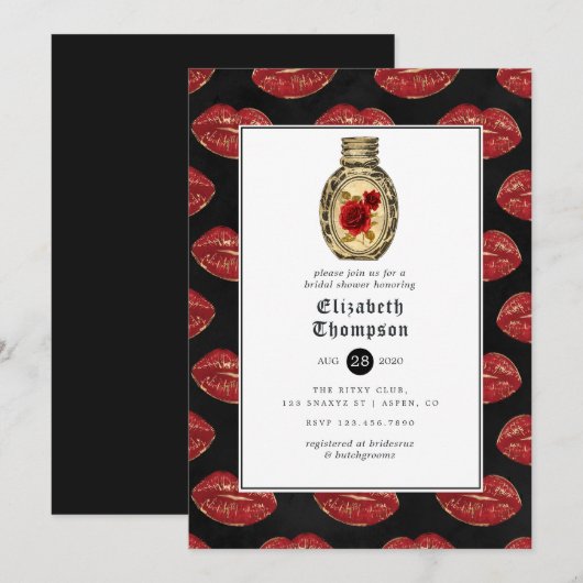 Invitation Mariage gothique floral (Devant / Derrière)