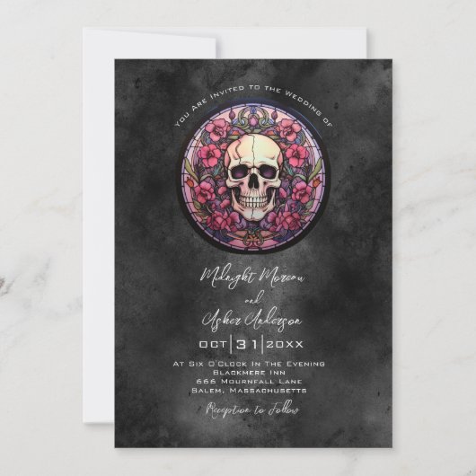 Invitation Mariage gothique floral (Devant)