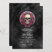 Invitation Mariage gothique floral (Devant / Derrière)