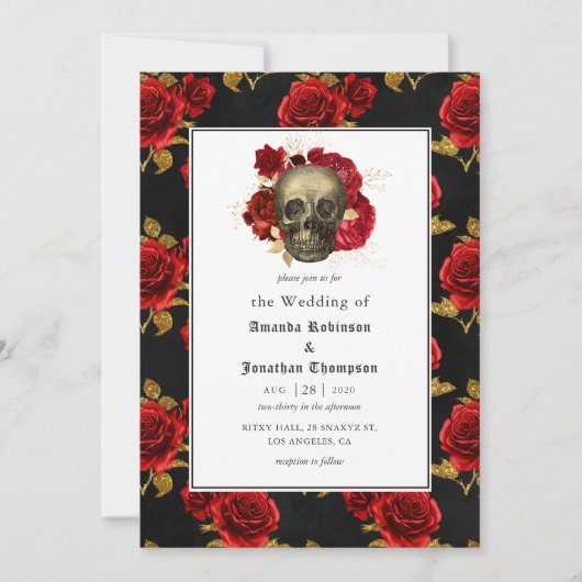 Invitation Mariage gothique floral (Devant)