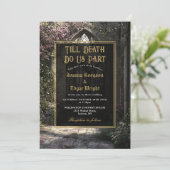 Invitation Mariage gothique floral de jardin à monogramme jus (Debout devant)