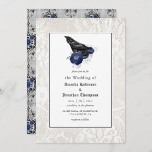 Invitation Mariage gothique floral et dentelle