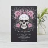 Invitation Mariage gothique floral foncé (Debout devant)