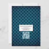 Invitation Mariage gothique floral noir et bleu avec QR Code (Dos)