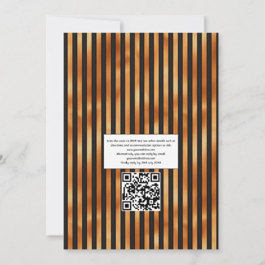 Invitation Mariage gothique Floral Noir et Orange Photo Invit (Dos)