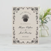 Invitation Mariage Gothique Floral Noir Moody Enregistrer La  (Debout devant)