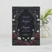 Invitation Mariage gothique foncé boho Floral mariage Fleur s (Debout devant)