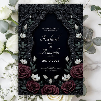Invitation Mariage gothique foncé boho Floral mariage Fleur s