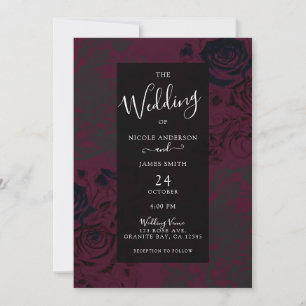 Invitation Mariage gothique glamour de jardin sombre Bourgogn