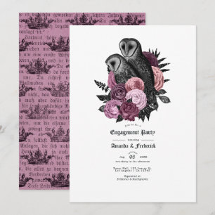 Invitation Mariage gothique glamour vintage avec des hiboux m