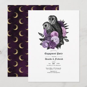 Invitation Mariage gothique glamour vintage avec des hiboux v