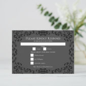 Invitation Mariage gothique gris noir (Debout devant)