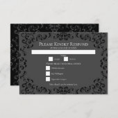 Invitation Mariage gothique gris noir (Devant / Derrière)