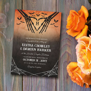 Invitation Mariage gothique Halloween avec chauves-souris et 