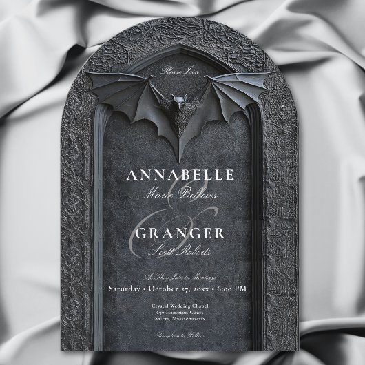 Invitation Mariage gothique Halloween chauve chauve et arc no
